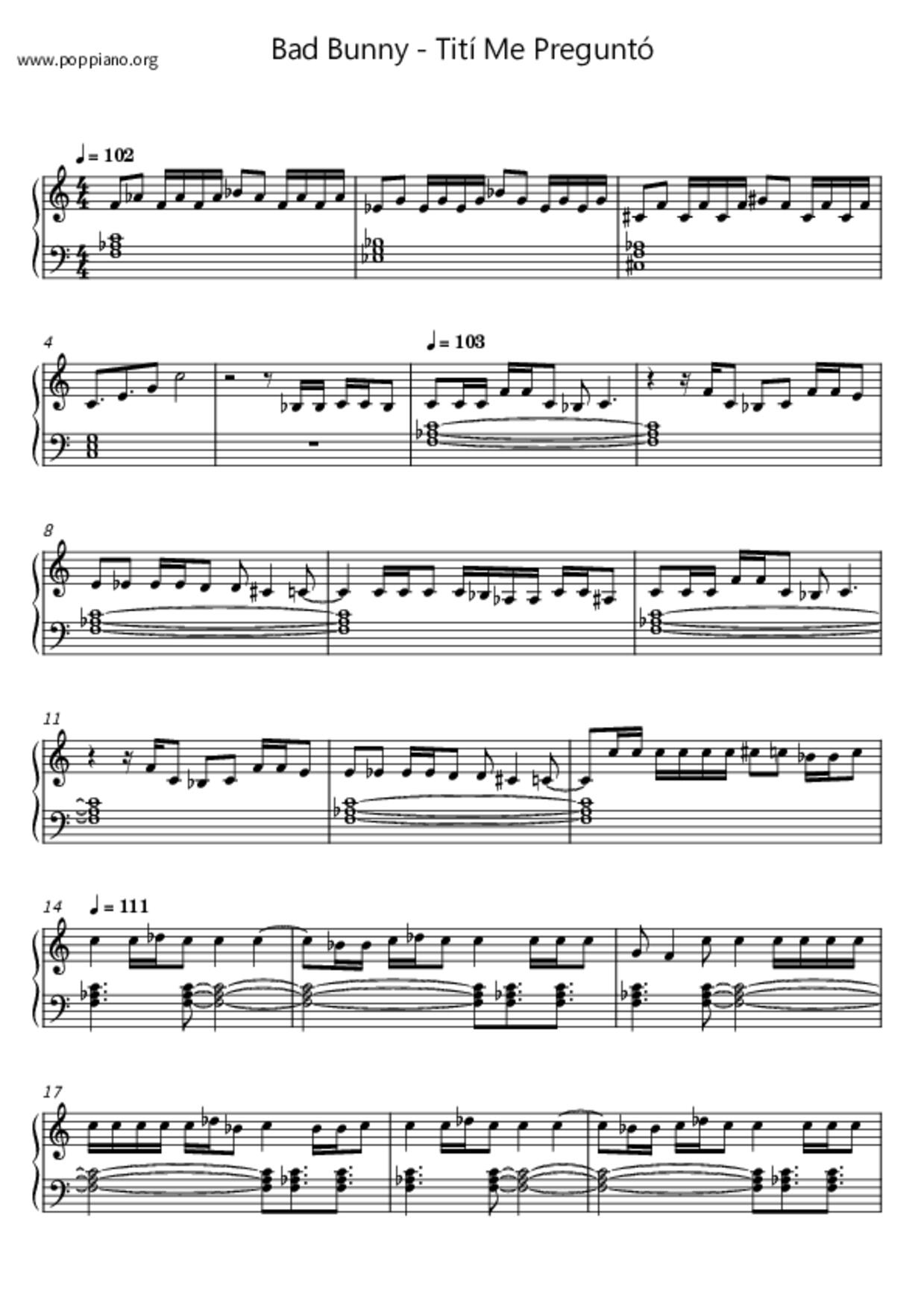 Tití Me Preguntó琴譜