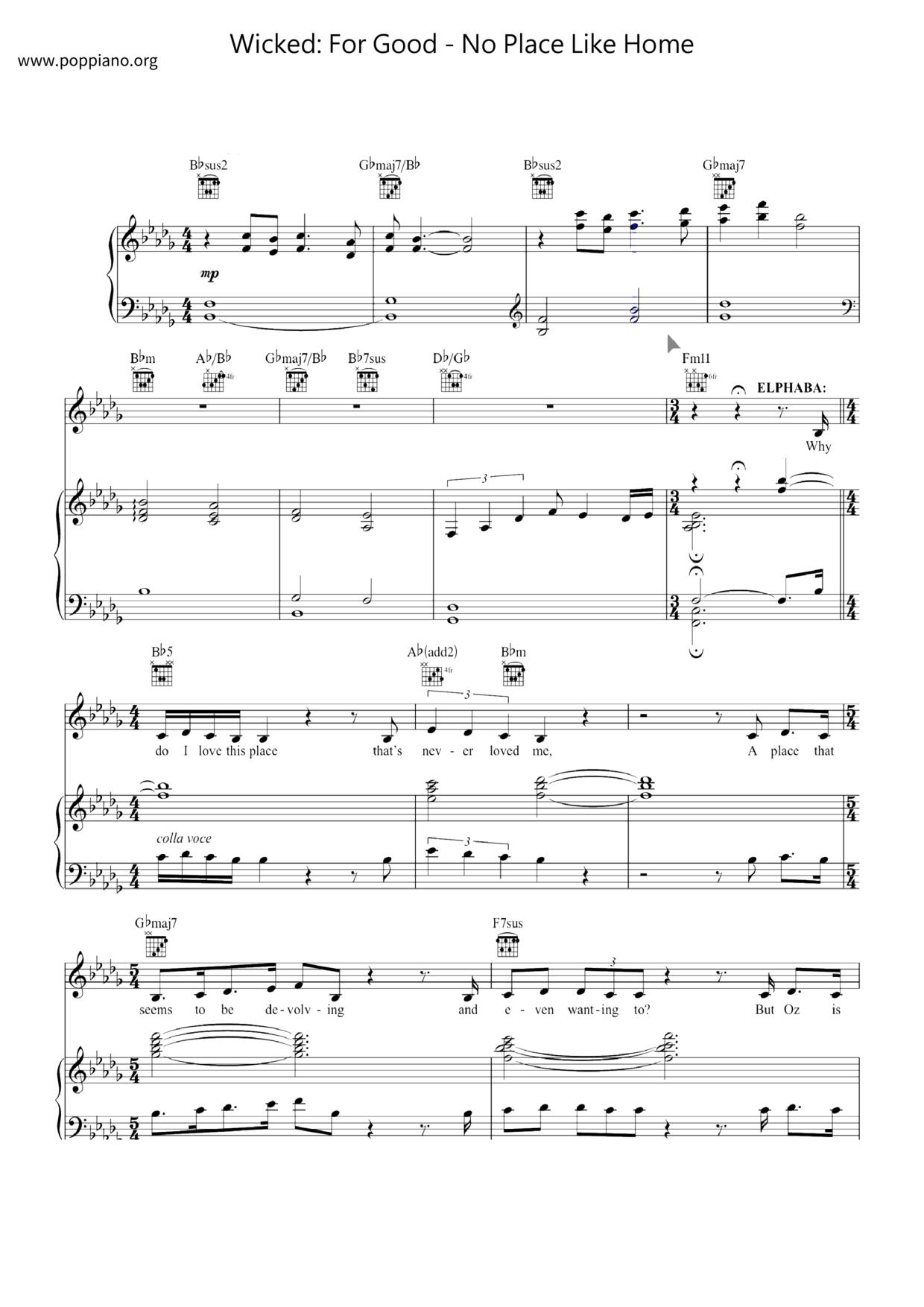 Wicked: For Good - No Place Like Home Score