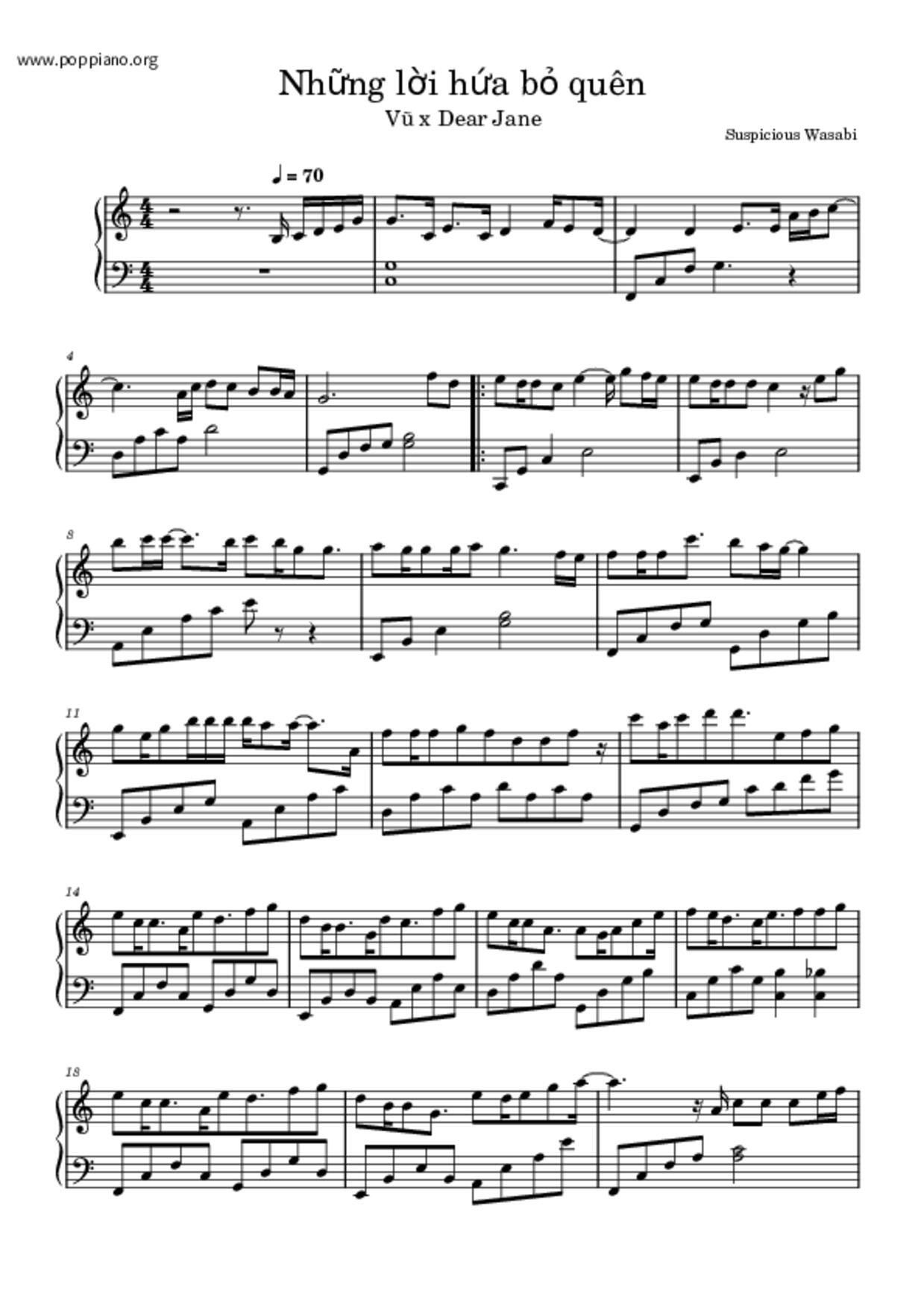 Những Lời Hứa Bỏ Quên琴谱