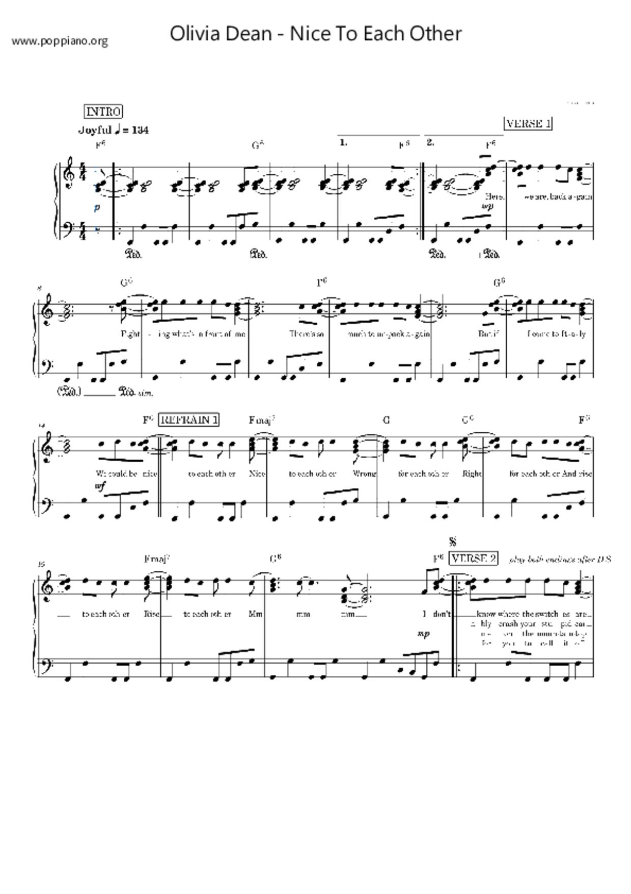 Nice To Each Other琴譜