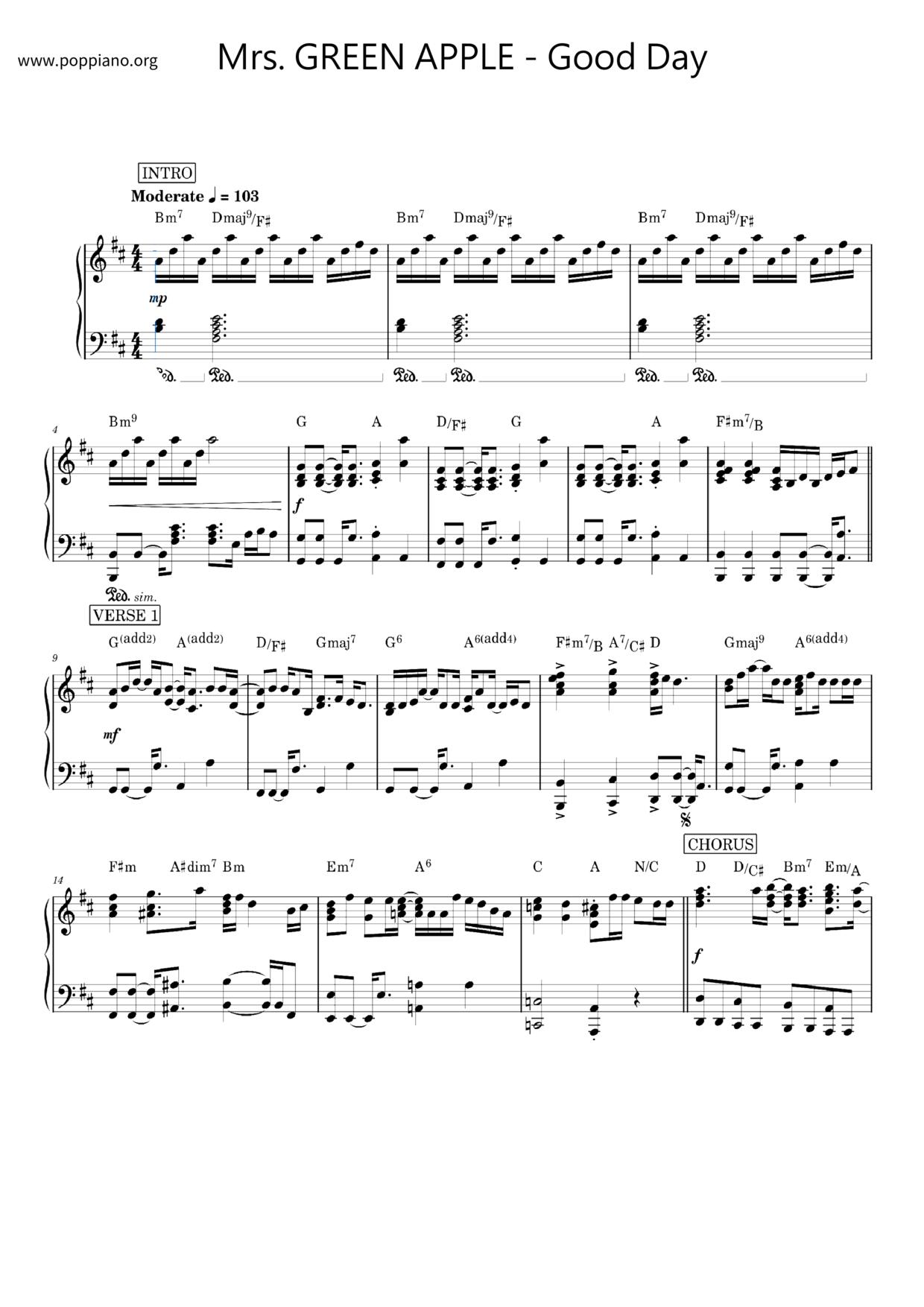 Good Dayピアノ譜