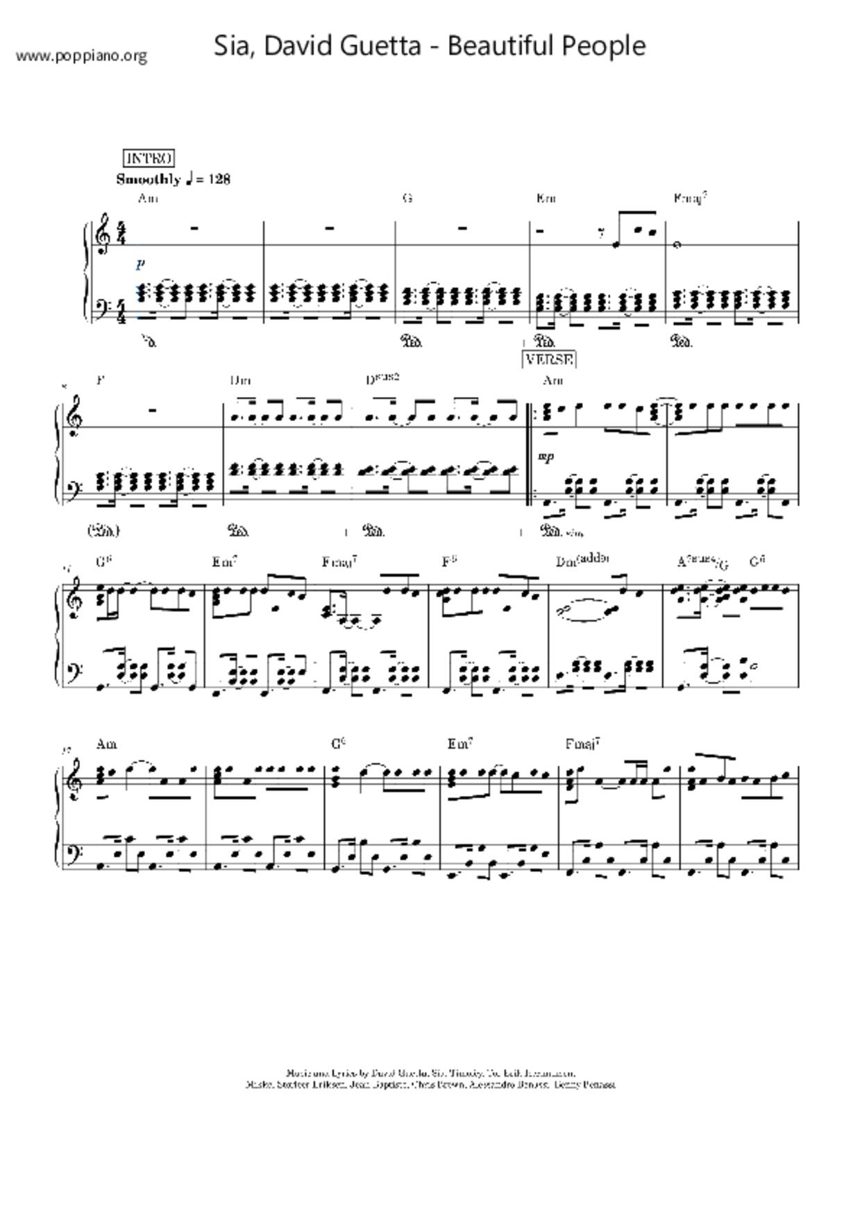 Beautiful People琴譜