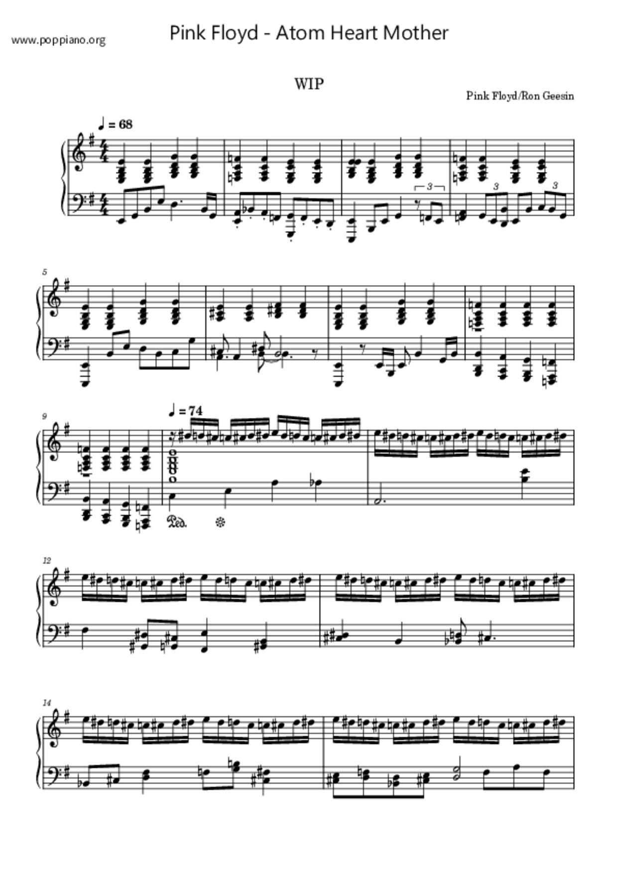 Atom Heart Mother琴譜