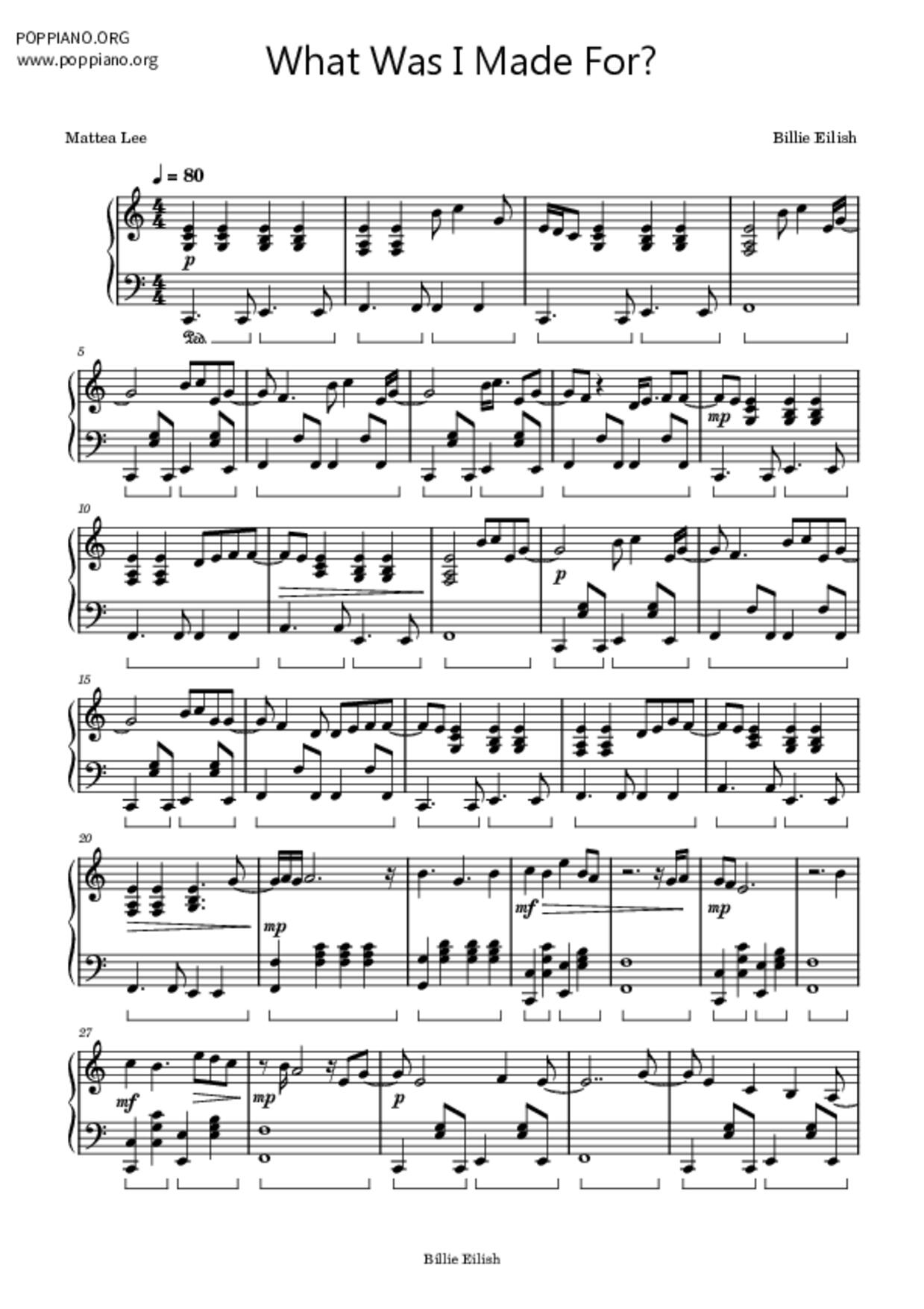 What Was I Made For?琴譜