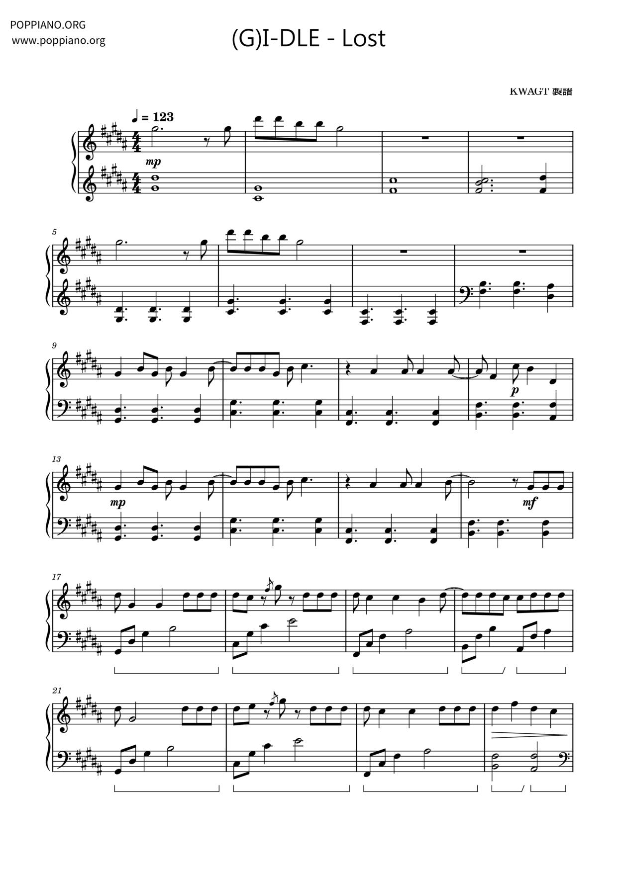 Lost琴譜